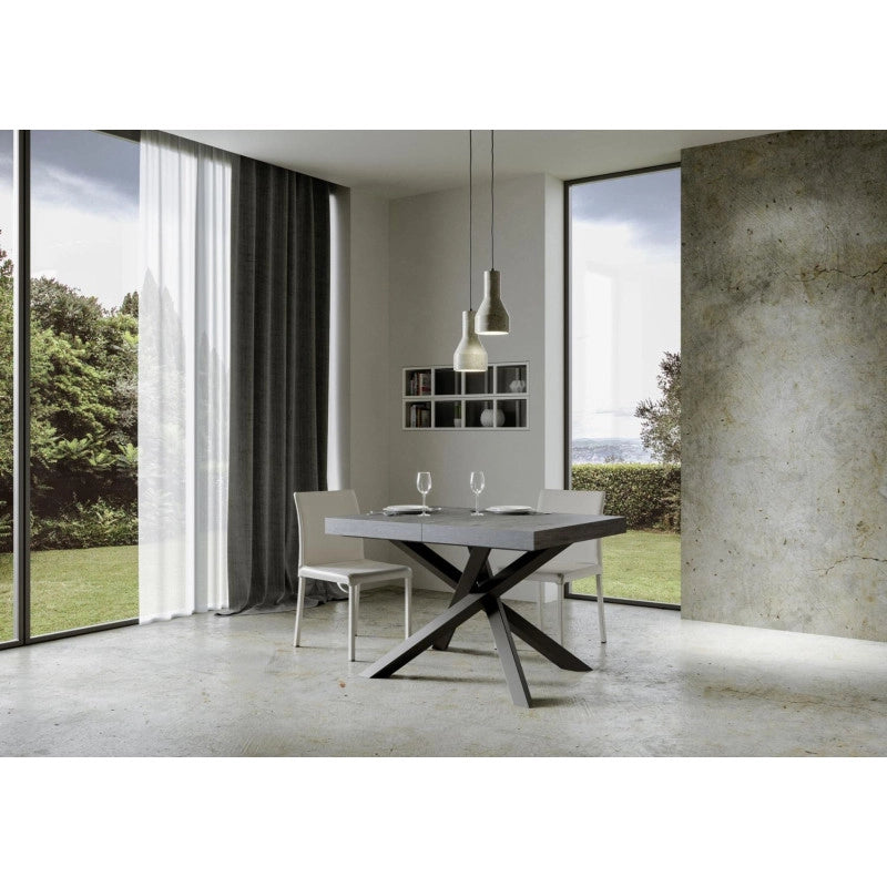 Tavolo allungabile 140/400x90 cm Volantis Premium telaio Antracite - Cemento