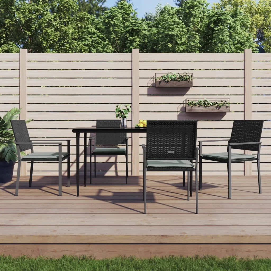 Set Pranzo da Giardino 5pz con Cuscini in Polyrattan e Acciaiocod mxl 100592