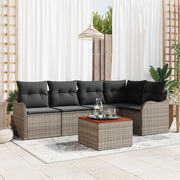 Set di divani da giardino 6 pezzi  con cuscini Grigio Rattan Sintetico Acacia