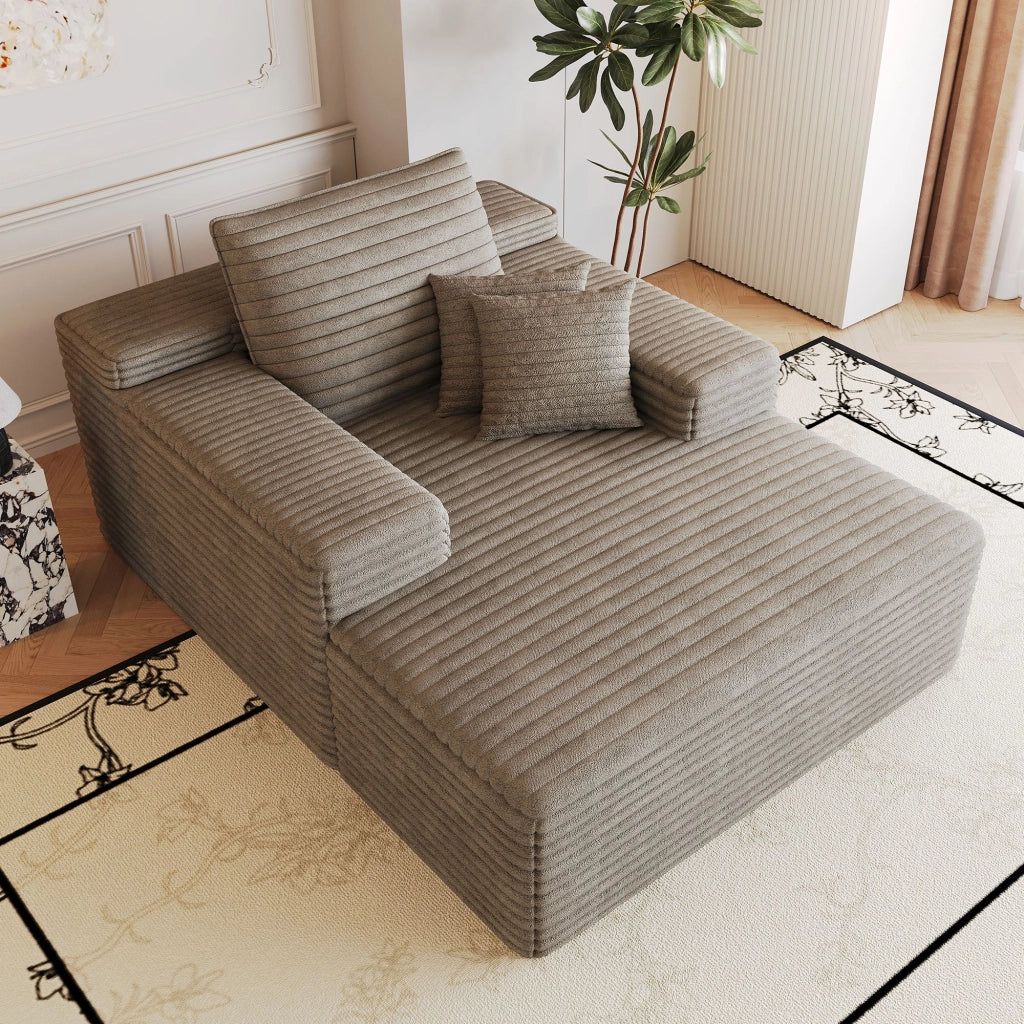 Poltrona a sdraio, divano in velluto a coste, 115 x 159 x 83 cm, struttura senza telaio, non richiede montaggio, cammello