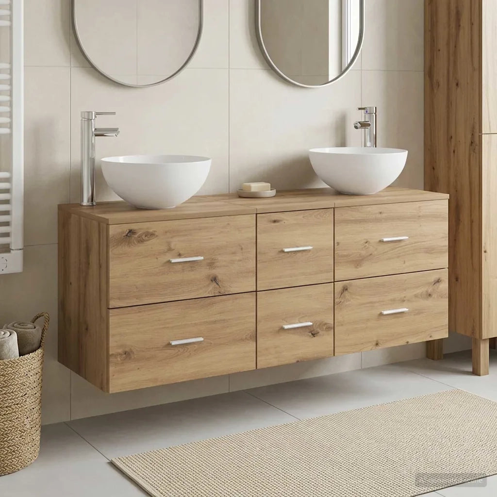 Set di Armadi da Bagno 3 pz Rovere Artigianale 3405802
