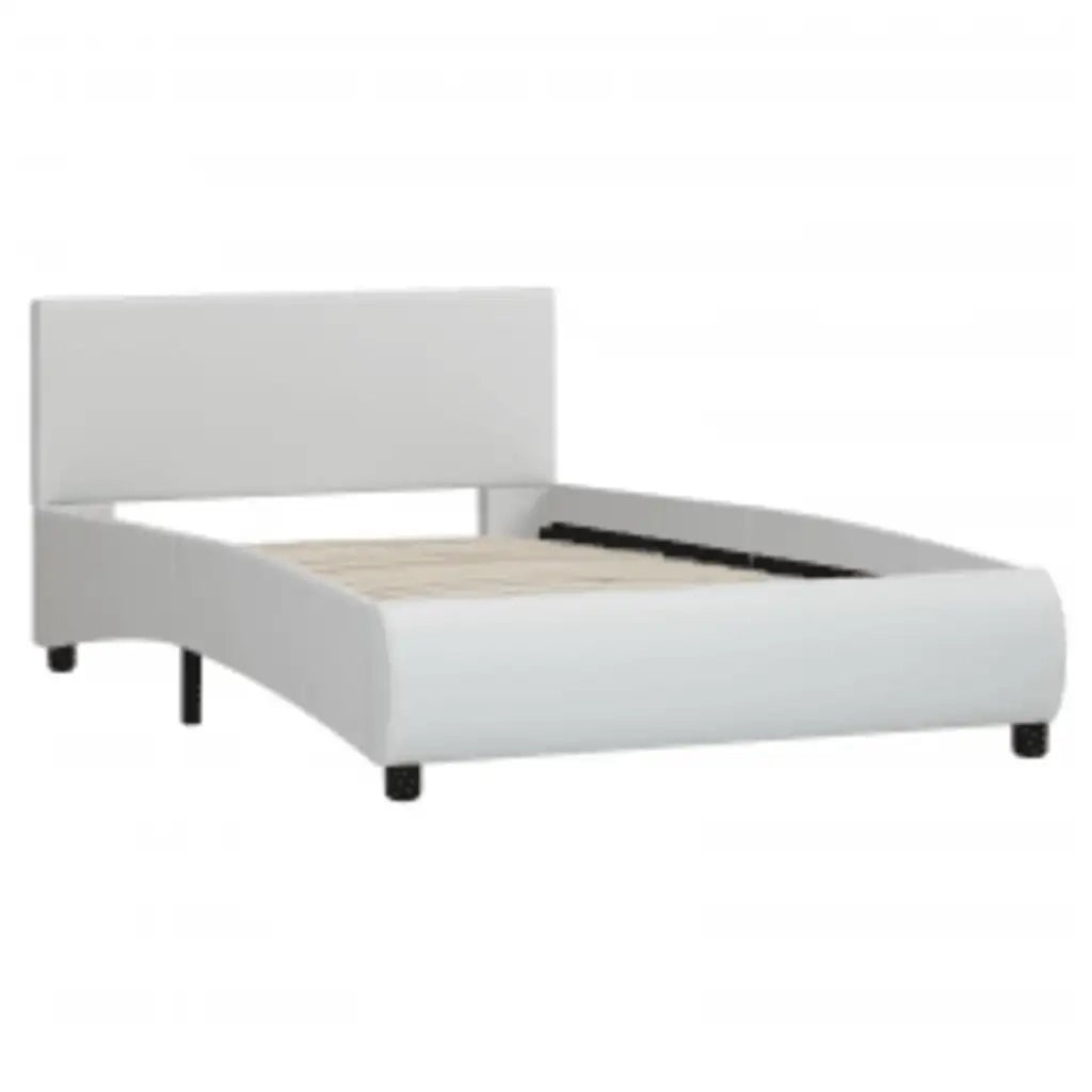 Letto singolo | Letto per adulti | Giroletto con LED Bianco in Similpelle 100x200 cm