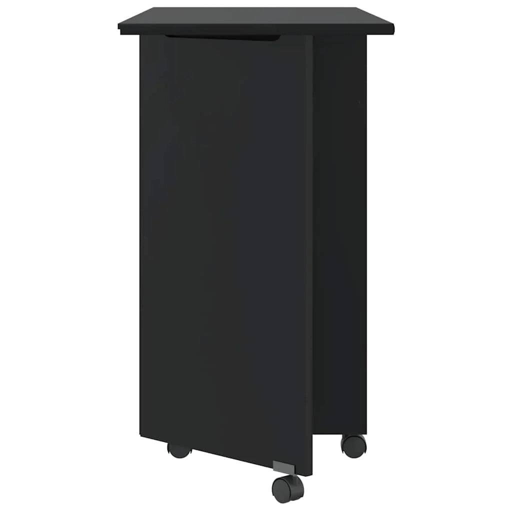Mobiletto con ruote e scrivania pieghevole ampio e versatile spazio di archiviazione 105,5 x 39 x 74,5 cm legno nero 02_0057657