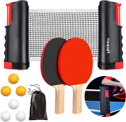 Impostazione di ping-pong con 2 palline ritraibili, rete, 6 palline e borsa da trasporto - Adatto per bambini e adulti