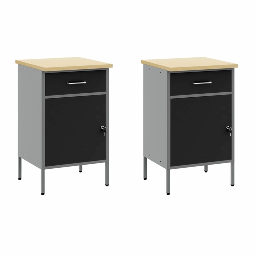 Mobile da lavoro 5 pcs Nero Legno ingegnerizzato e acciaio 3321416