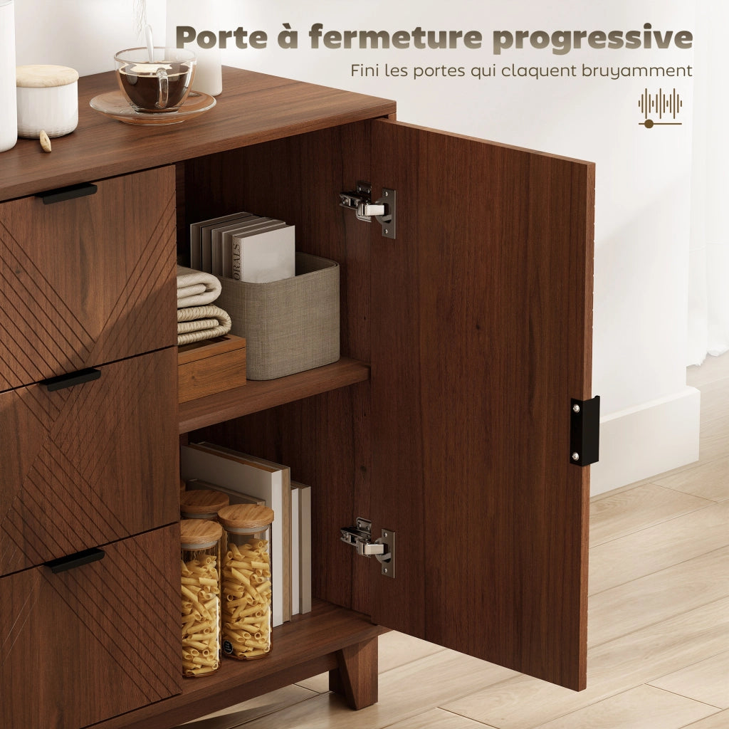Buffet credenza con ante, 3 cassetti e ripiano regolabile ¨C zephmum ¨C marrone 75x39x80 cm