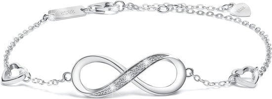 Anello per donna con simbolo di eternità in argento sterling 925 - cubo di zircone - regolabile - regalo di Madre - regalo di San Valentino - amore infinito