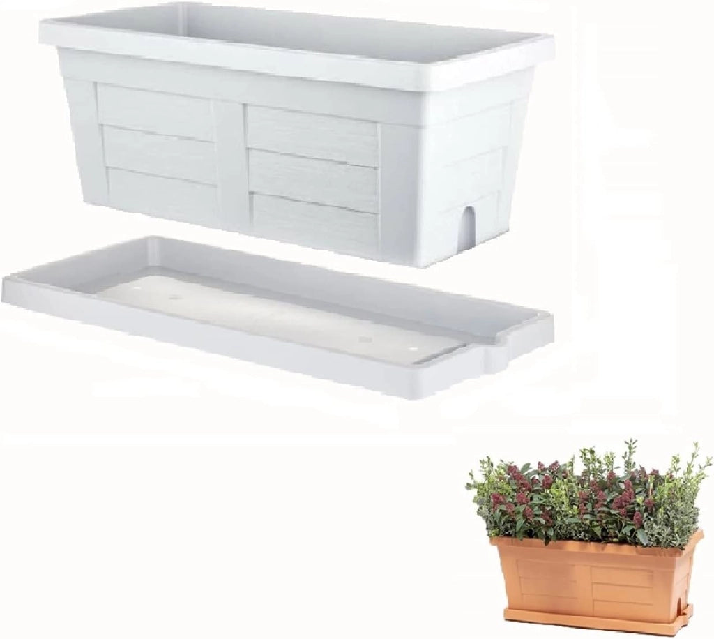 FIORIERA RETTANGOLARE cm  40 x 21,5 x 17 - ghiaccio (con sottovaso)  - BAMA