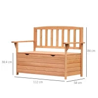 Panchina da Giardino 2 Posti con Vano Contenitore Legno 112x58x84cm