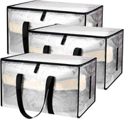 Tas per abbigliamento con maniglia e chiusura a cerniera - 91 litri - Translucido - Tas per conservazione di abbigliamento, lenzuola, scarpe, giocattoli.