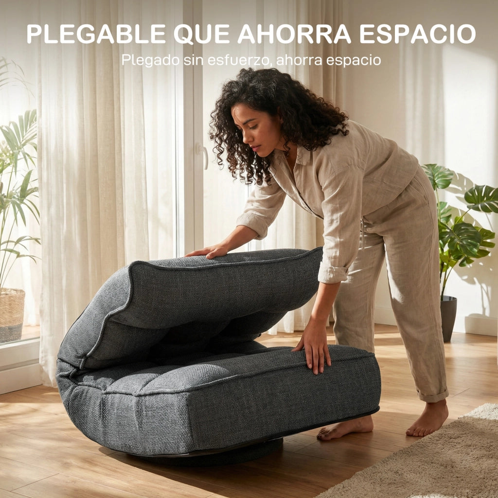 Sedia Pieghevole con Schienale Regolabile e Rotazione 360¡ã ¨C Zephmum ¨C Grigio 58x107x79 cm