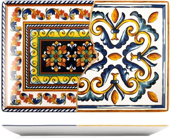 Tavolo a forma rettangolare in ceramica Positano 34x22 cm