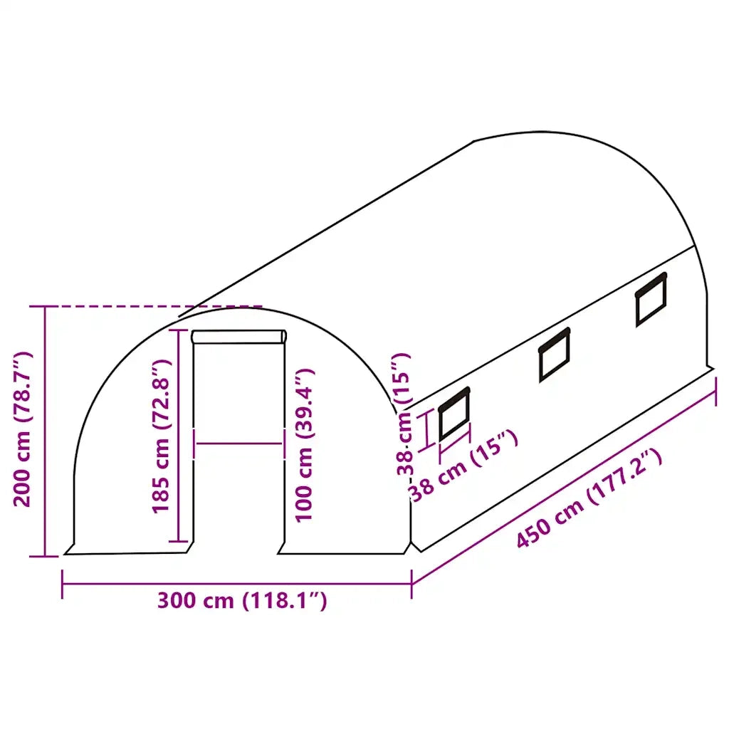 Telo di Ricambio per Serra (13,5 m2) 300x450x200 cm Verde CFW2472833