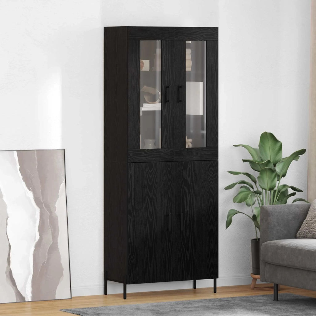 Credenza | Madia | Buffet da pranzo | Armadio da pranzo Rovere Nero 69,5 x 34 x 180 cm Legno multistrato