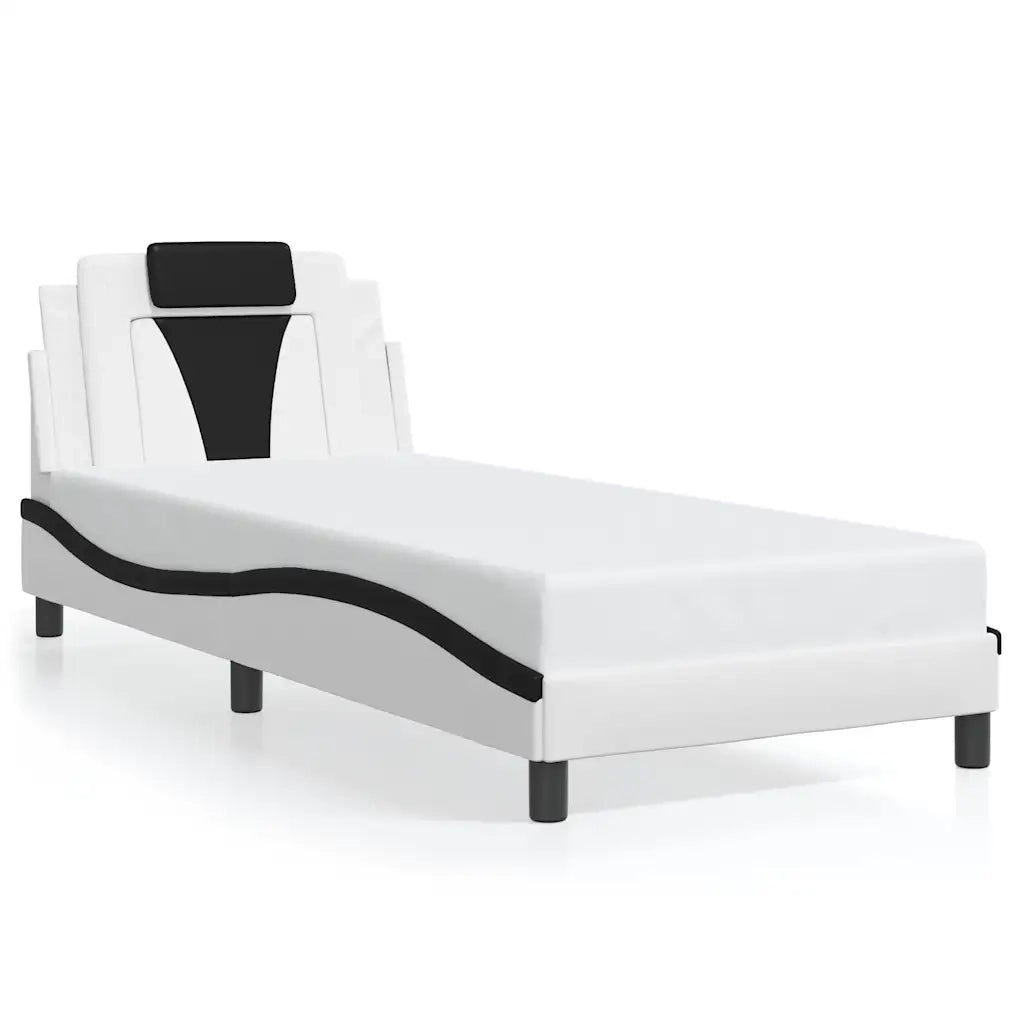 Giroletto con Testiera Bianco e Nero 80x200 cm in Similpellecod mxl 114888