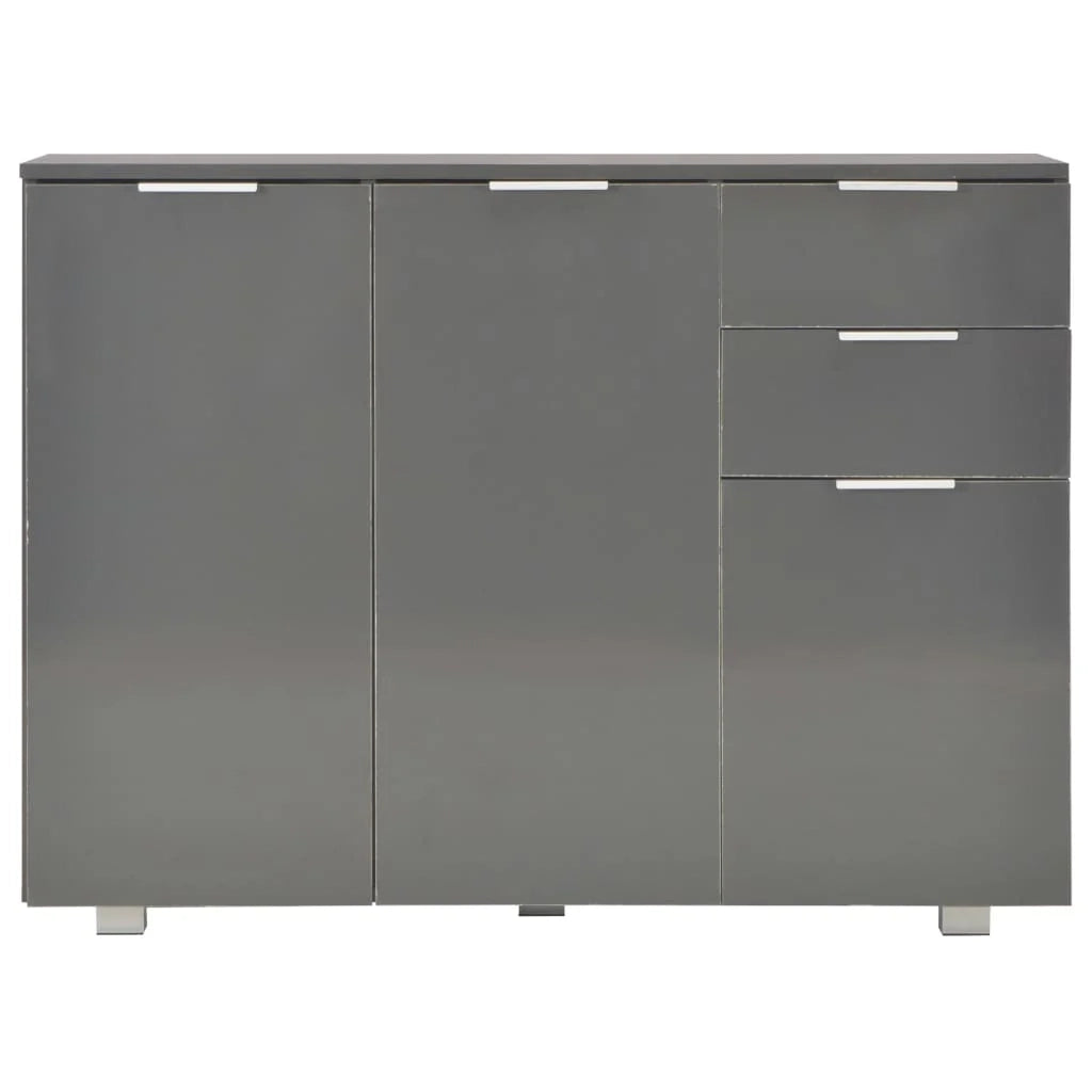 Buffet credenza cassettiera armadio mobile contenitore organizer per cucina soggiorno finitura lucida 107 x 35 x 80,5 cm grigio 02_0031815