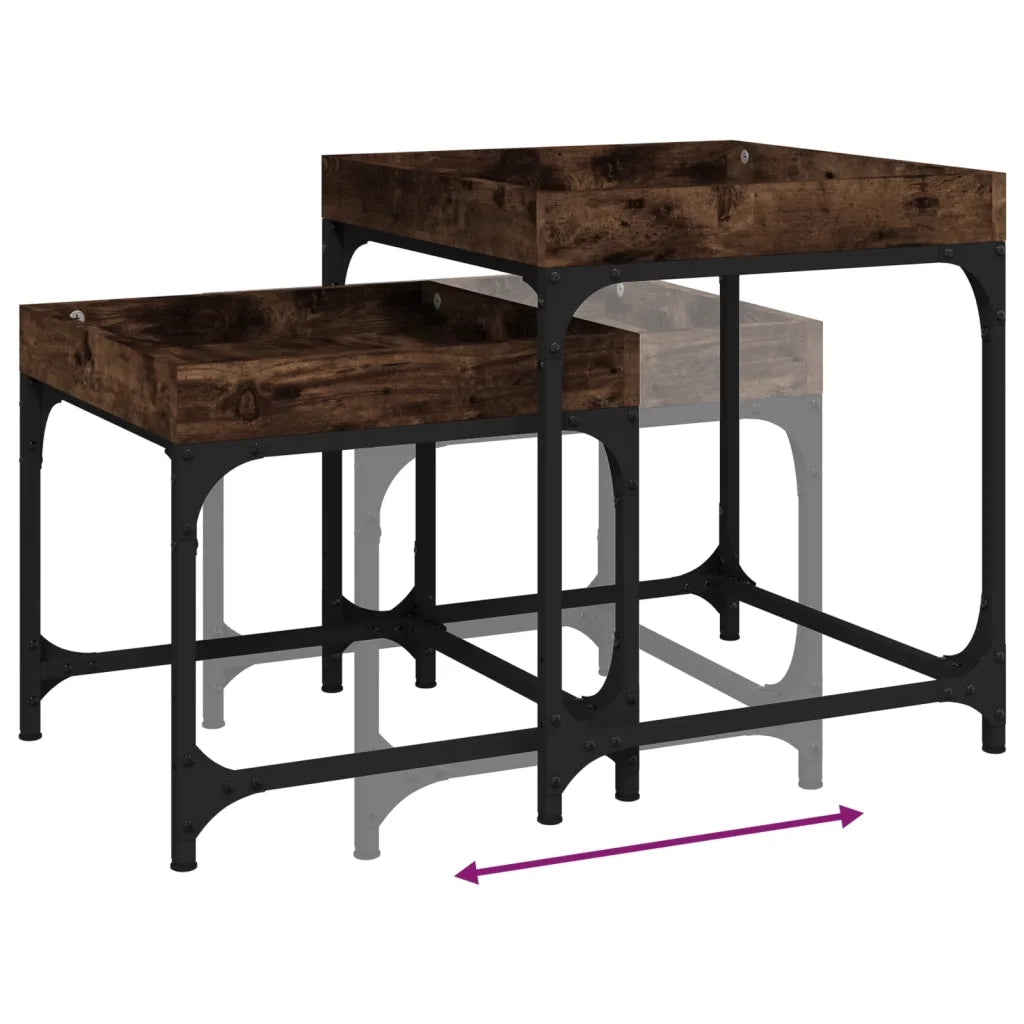 Tavolini 2 pz Rovere Fumo in Legno Multistrato 823284