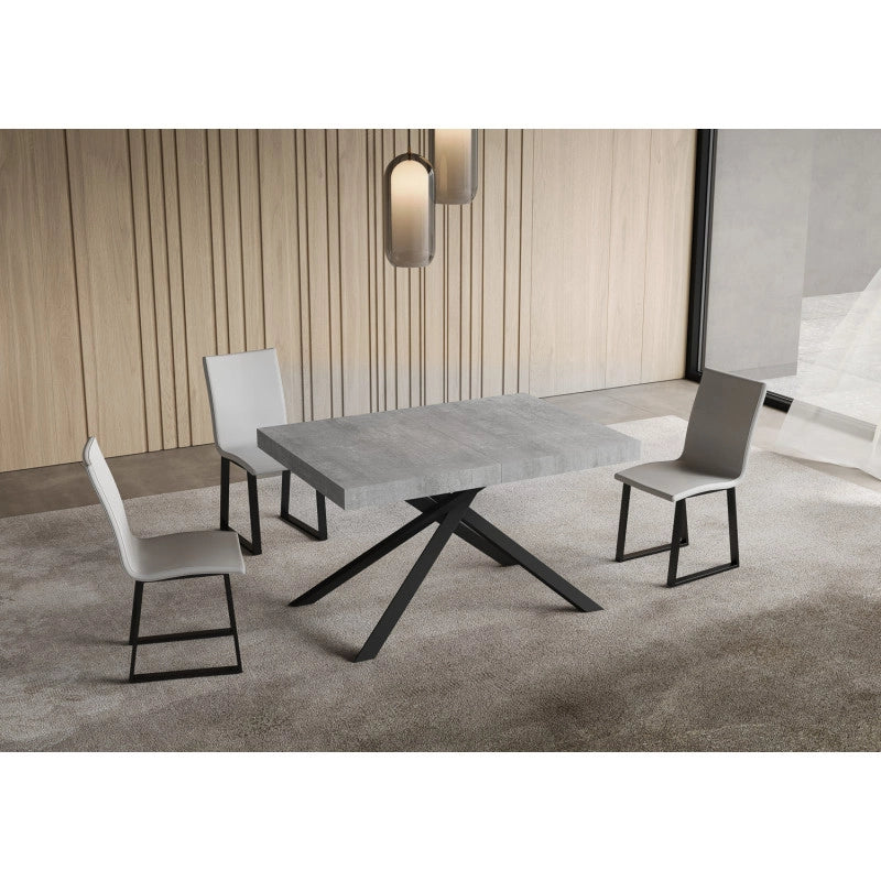 Tavolo allungabile 140/244x90 cm Niket telaio Antracite - Cemento