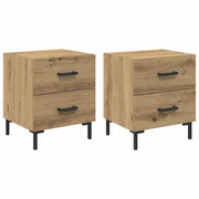Set di 2 Comodini | Armadio da Notte | Mobiletto da notte Rovere artigianale 40 x 35 x 47,5 cm