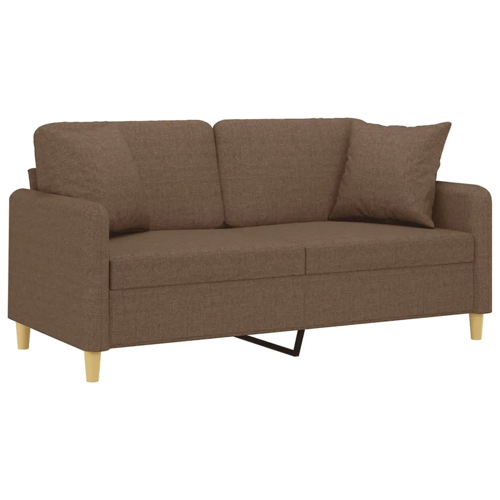 Divano | Divano da soggiorno | Sofa a 2 Posti con Cuscini Marrone 140 cm in Tessuto