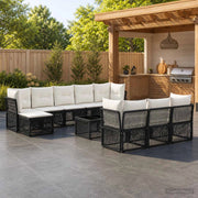 Set Divano da Giardino 11 pz Nero polyrattan 3434371