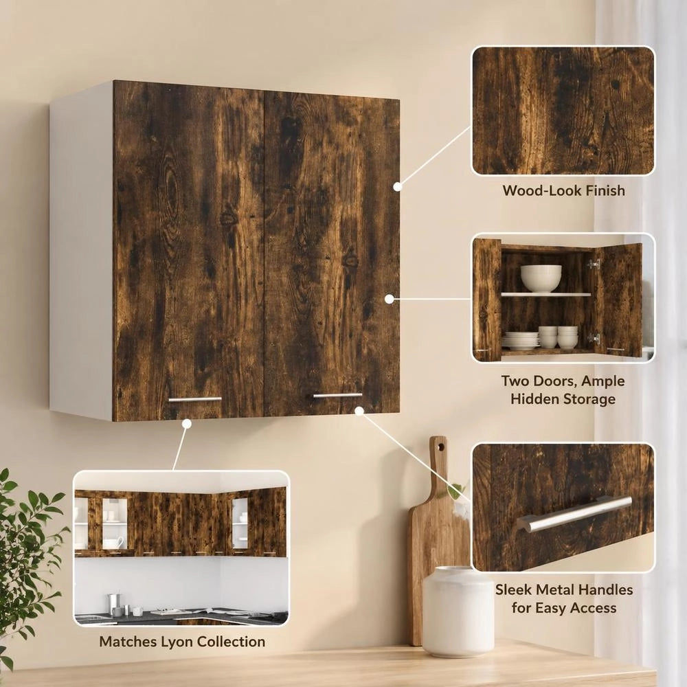Lyon Wall Cabinet, Smoked Oak, 60x31x60 Cm, Engineered Wood
