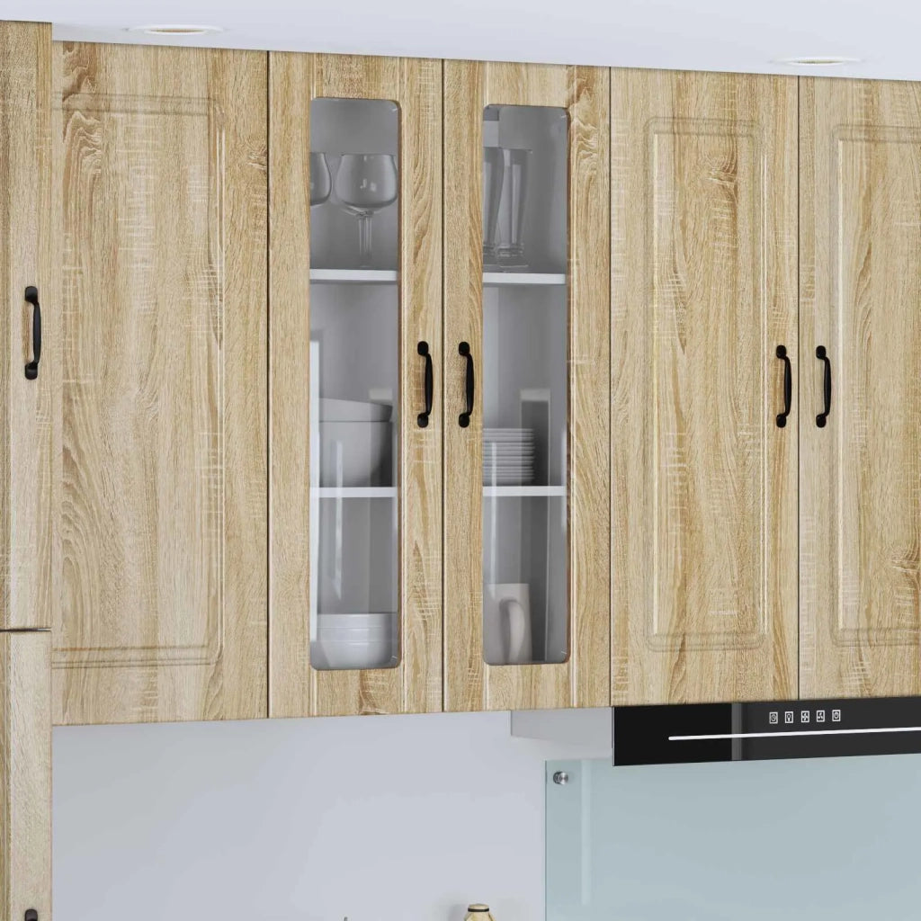 Pensile da cucina | Mobile in vetro da parete LUCCA Rovere Sonoma 60 x 31 x 100 cm