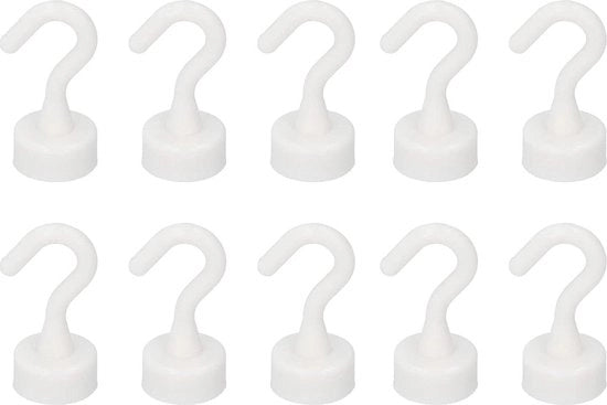Set di grappe magnetiche - 10 pezzi grappe magnetiche in plastica - bianche pesanti ABS - grappe compattibili per frigorifero e forno a microonde - 50 kg - inclusi materiali di fissaggio.