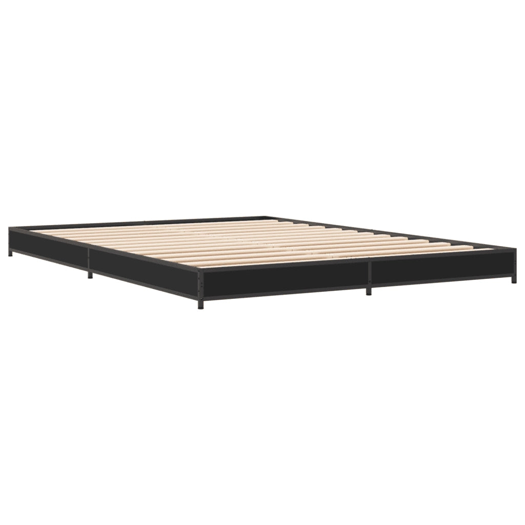 Giroletto-Struttura Letto Nero 135x190 cm in Legno Multistrato e Metallo 412832
