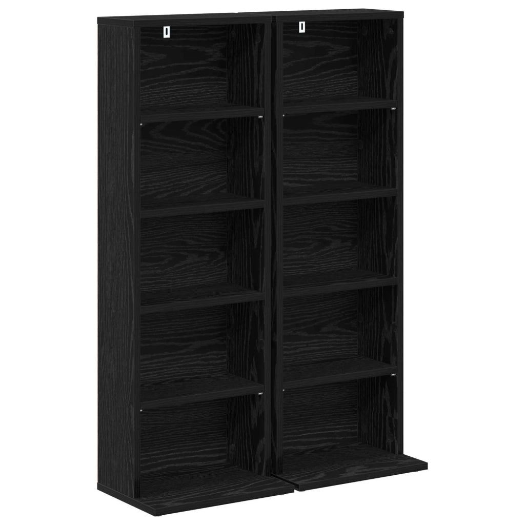 Mobile per CD 2 pz Rovere Nero 33 x 23,5 x 97,5 cm 8012693