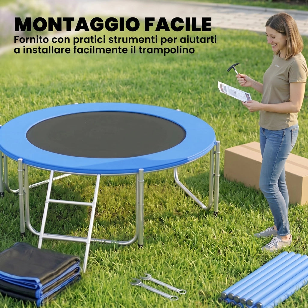 Trampolino da Giardino ¨C zephmum ¨C 183 cm con Rete di Sicurezza e Scala