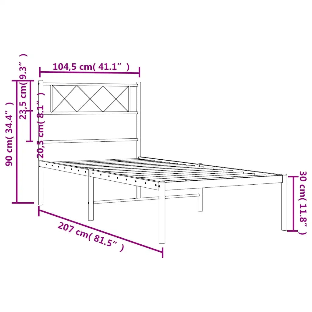 Giroletto con Testiera Metallo Nero 100x200 cm 372272