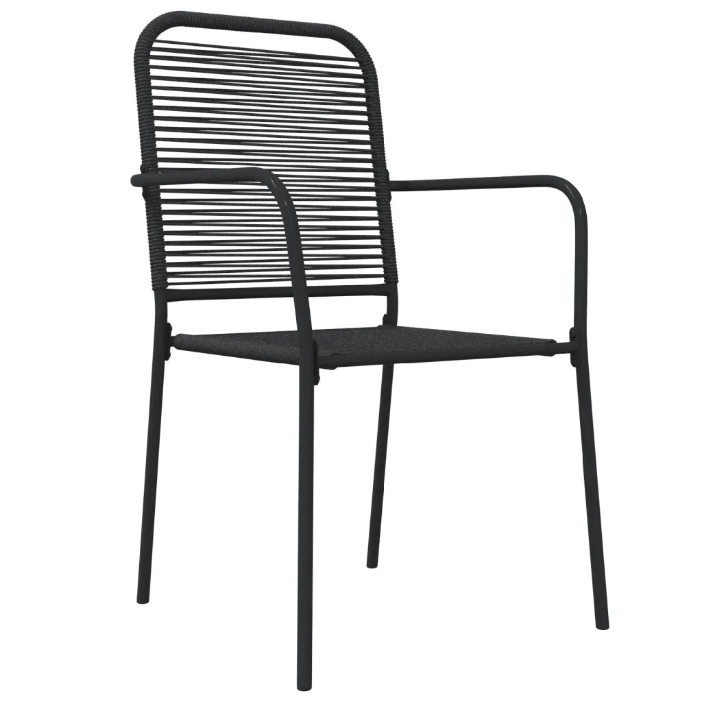 Set da Pranzo da Giardino 5 pz-Tavolo e sedie da giardino Nero Corda di Cotone e Acciaio