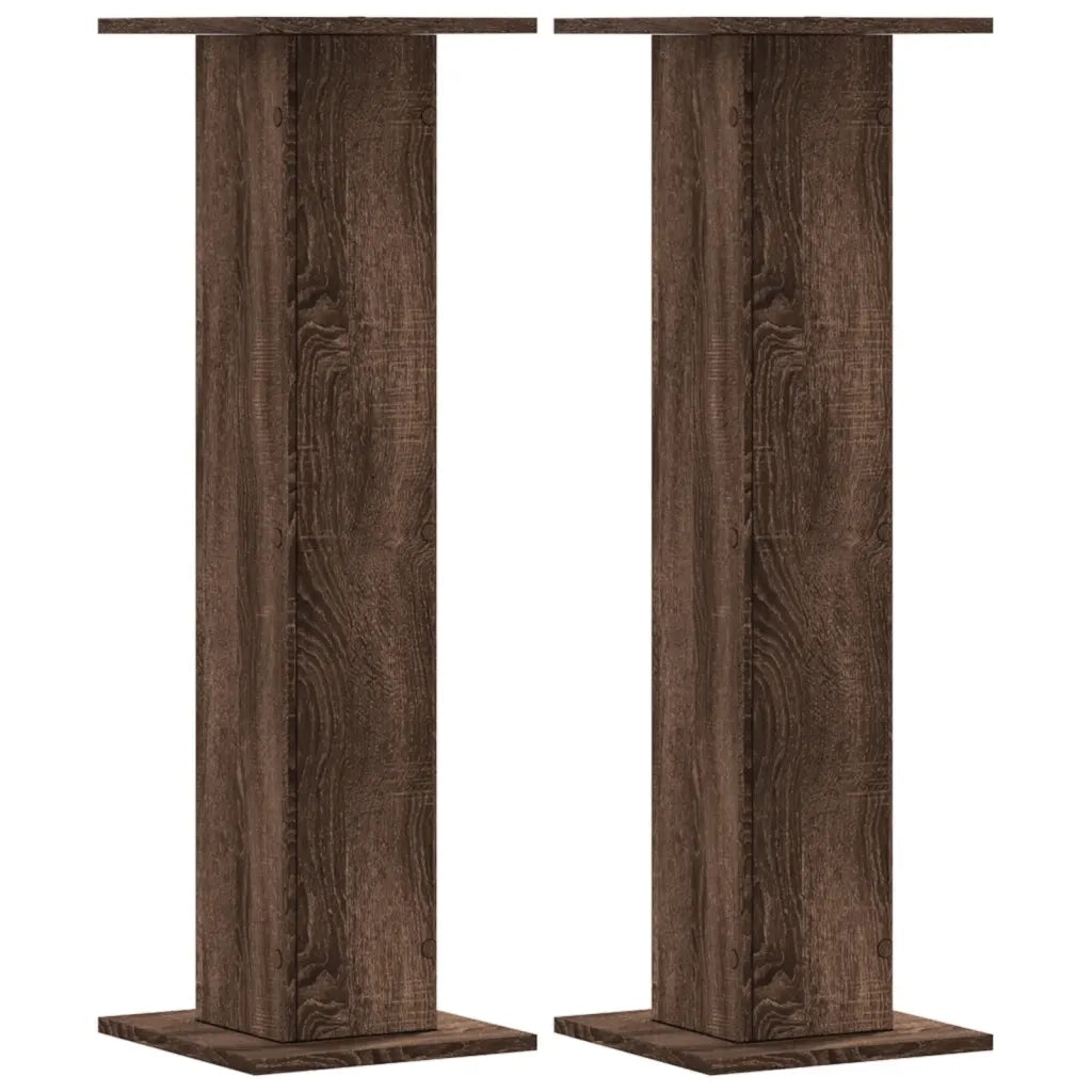 Supporti Altoparlanti 2 pz Marrone 30x30x95cm Legno Multistrato 852678