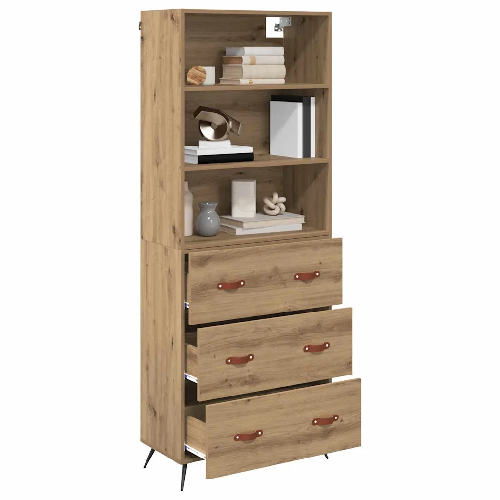 Credenza con Cassetto-Buffet-Armadio da cucina Rovere artigianale 69,5 x 34 x 180 cm 327037