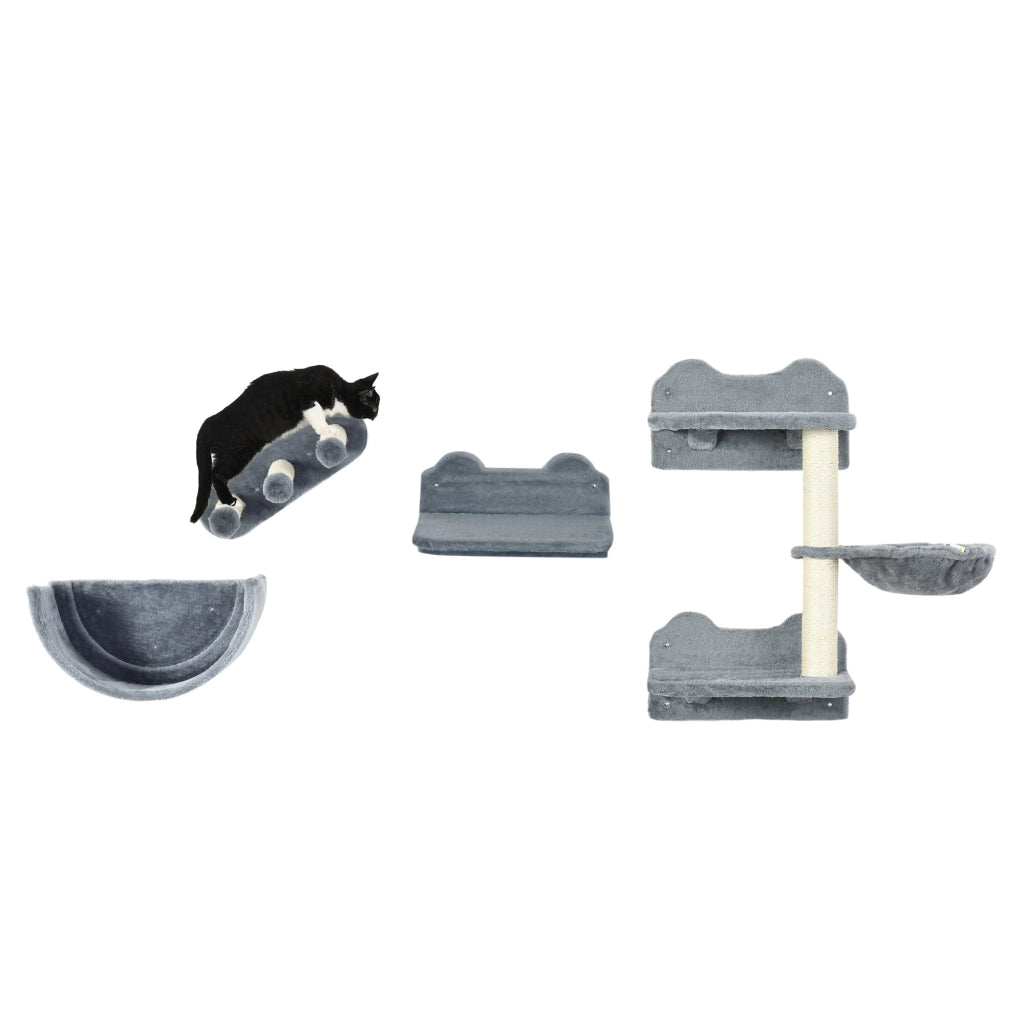 Giocattolo per Gatti con Tiragraffi, Amaca e Piattaforme ¨C zephmum ¨C Grigio, Tessuto, Sisal