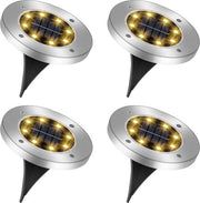 4 lampioni per pavimento alimentati da energia solare per esterno 8 led IP65 impermeabile all'acqua illuminazione LED per prato vialetto ingresso terrazza