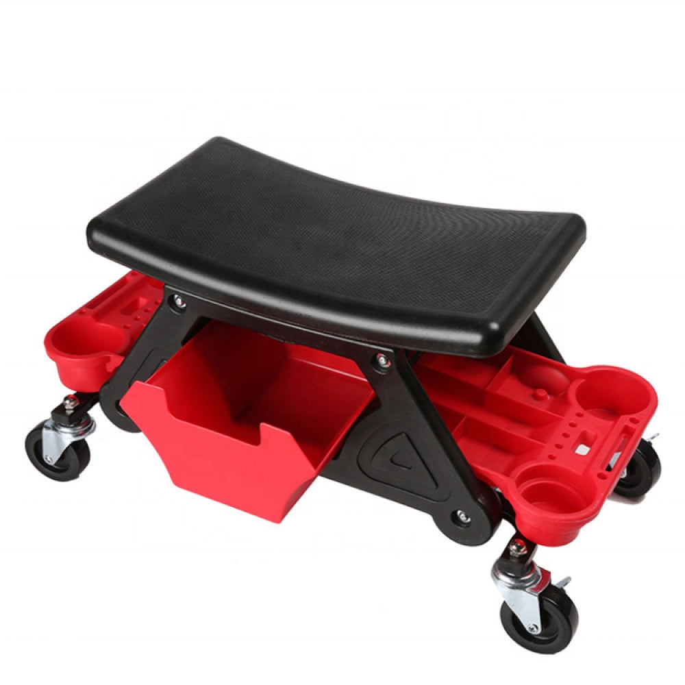 Trade Shop - Sgabello Da Officina Meccanico 136kg Seggiolino Carrello Auto Moto Con 4 Ruote -