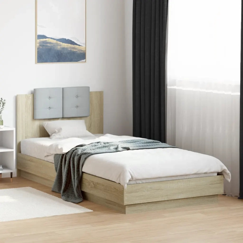 Giroletto con Testiera e LED Rovere Sonoma 90x200 cmcod mxl 114697