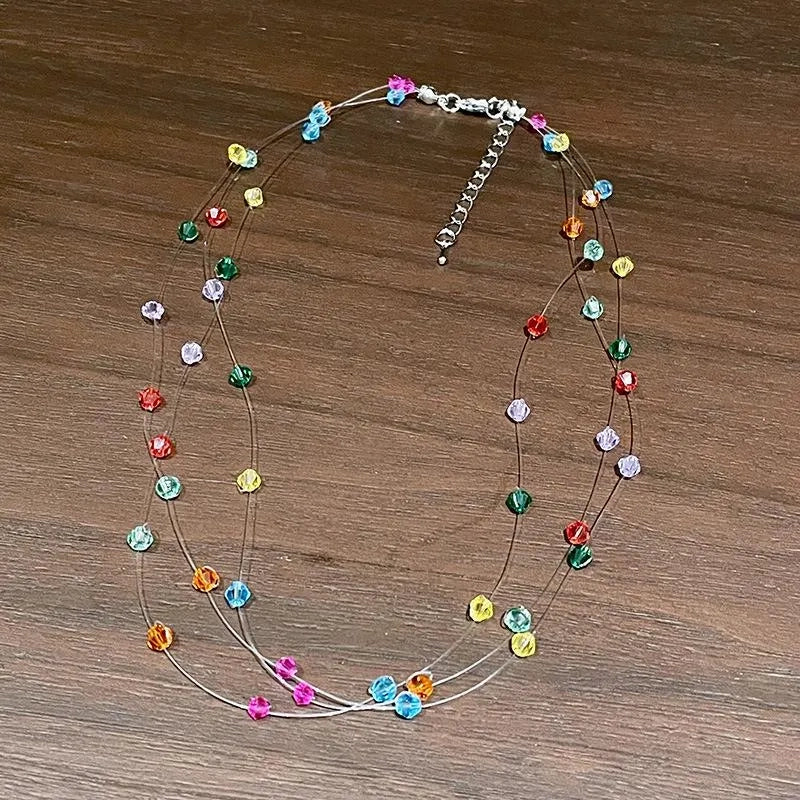 Collana fatta a mano con perline di cristallo colorate, dolce e graziosa, regalo di Natale o di compleanno.