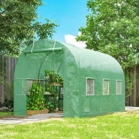 Serra per Orto a Tunnel 3.5x2x2m in PE e Metallo con 6 finestre e Porta Avvolgibile, Verde