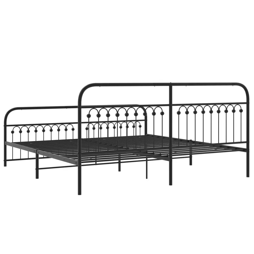 vidaXL Giroletto con Testiera e Pediera Metallo Nero 193x203 cm