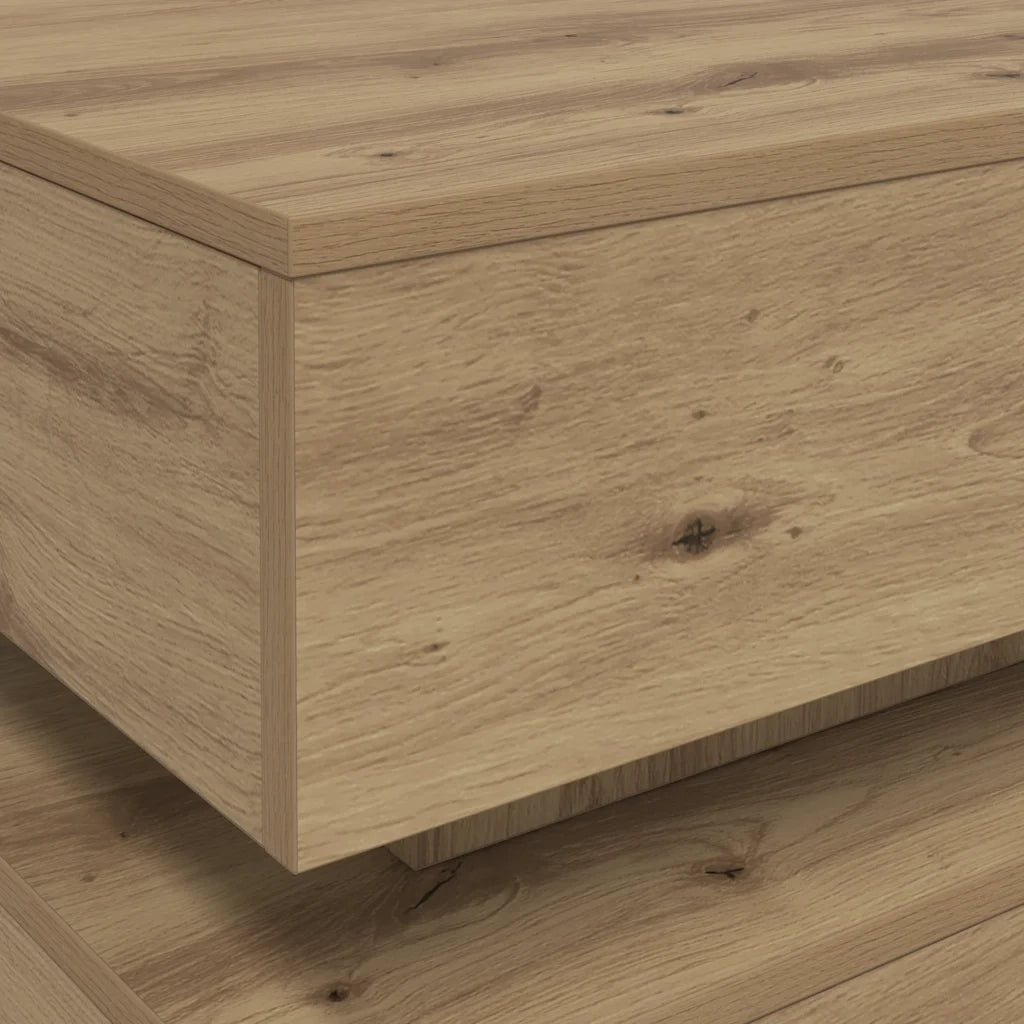 Tavolino da Salotto con Luci LED Rovere Artigianale 90x50x40 cm