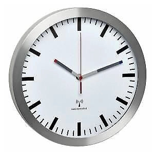 TFA-Dostmann 60.3528.02 Orologio da Parete Radiocontrollato Movimento Silenzioso Diametro 30 cm Colore Alluminio Bianco