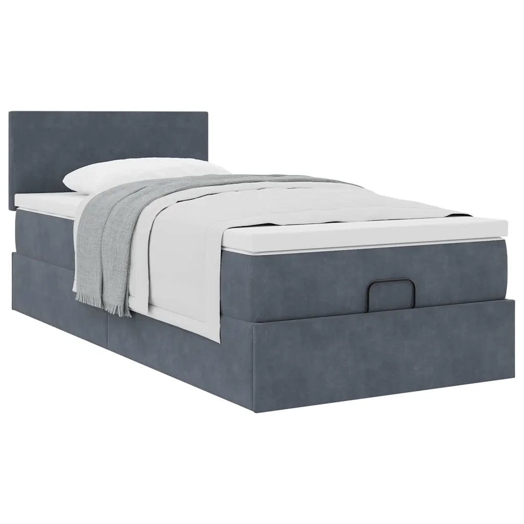 Struttura Letto Pouf con Materasso 90x200 cm in Velluto 3311676