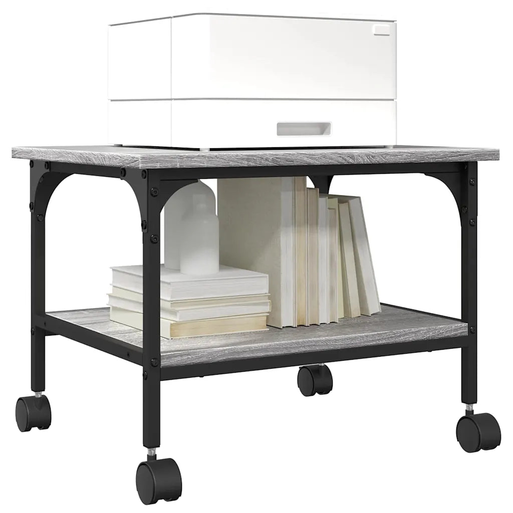 vidaXL Supporto Stampante 2 Piani Grigio Sonoma 50x40x38cm Multistrato