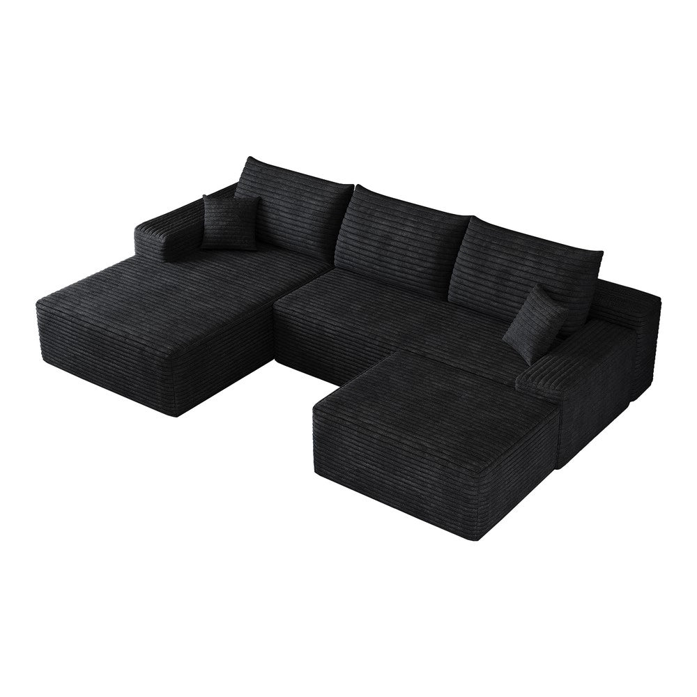 Divano angolare con Chaise Longue ¨C Minimal ¨C nero velluto 270cm
