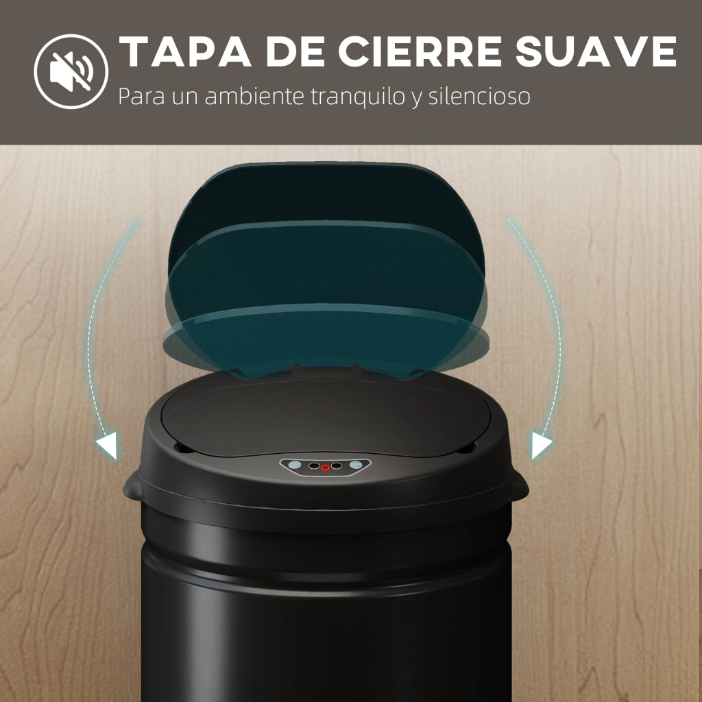 Cestino Automatico per Cucina ¨C Minimal ¨C Nero, Acciaio Inox, 30 L