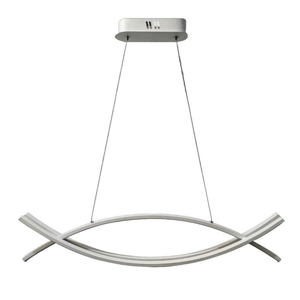 Trade Shop - Lampadario A Sospensione Led 2 Linee Curve Bianco 42w Cct Tre Tonalita' Di Luce Lp-27-b3c -