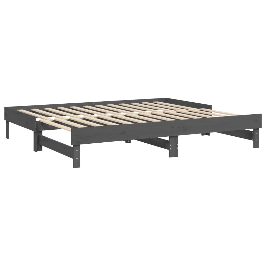 Letto da camera | Dormeuse Estraibile Grigia 2x(100x200)cm Legno Massello di Pino